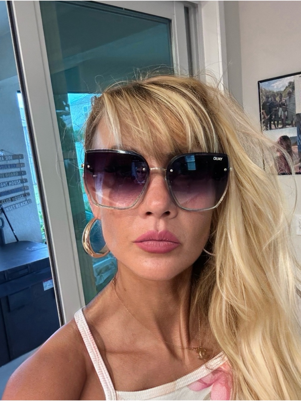 Quay Australia Gradient Black to Purple Oversized Square Sunglasses